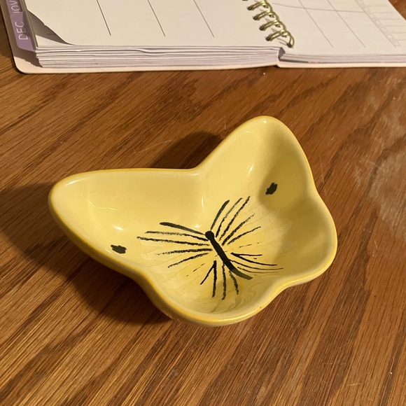 Yellow Butterfly Shaped Dish Trinket Tray - Picture 2 of 2